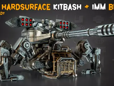 100 HardSurface Kitbash and IMM Brush  Vol 02 Low-poly 3D model