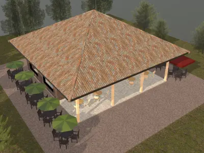 Cafe by small house 3D model