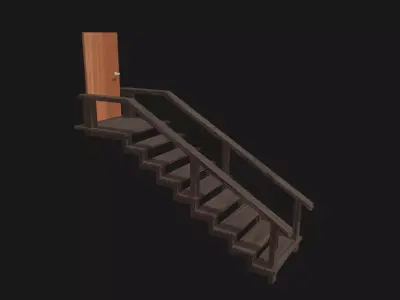 Basement Stair and Door Low-poly 3D model