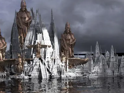 Angelic Pyramid City of Ascension Queens Quarters Kit bash 3D model