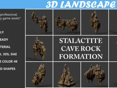 Low poly Stalactite Cave Rock Modular Pack C 2020 Low-poly 3D model
