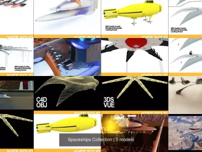 Spaceships Collection futuristic spacecraft 3D Model Pack
