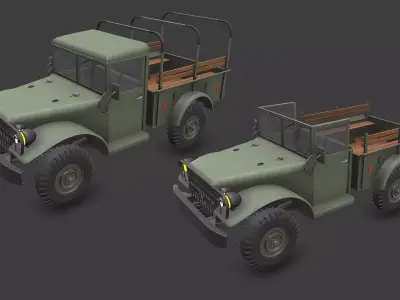 WW2 Military Light Utility Transport Truck Low-poly PBR Low-poly 3D model