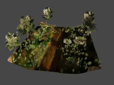 Road scene Low-poly 3D model