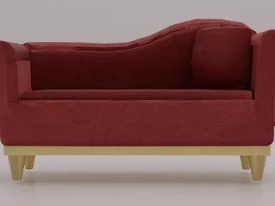 Red sofa Low-poly 3D model