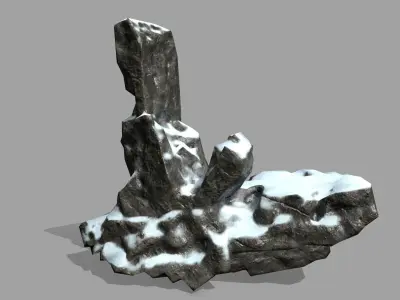 Rock Set with snow Low-poly 3D model