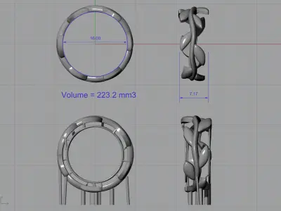 Tiffany-styles Verba-ring  willow ring 3D print model