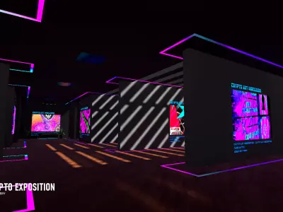 Crypto exposition - art gallery Low-poly 3D model