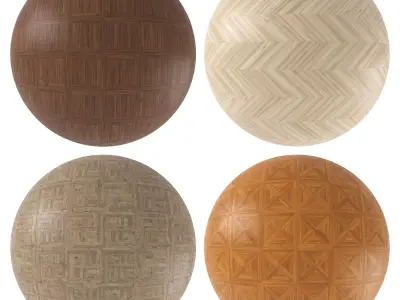 Parquet - Laminate - Wooden floor 4 in 1 3D model 7