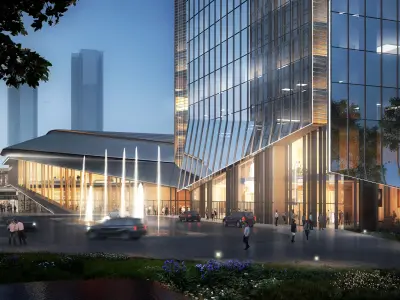 Modern Glass Landmark Tower Urban Exterior 3D model