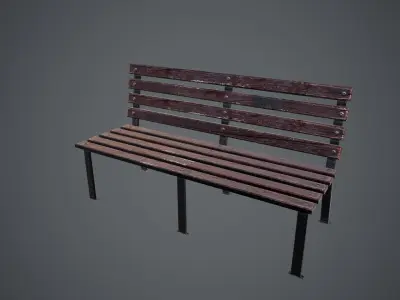 Bench wooden Low-poly 3D model buy