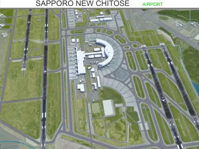 Sapporo New Chitose Airport 12km Low-poly 3D model
