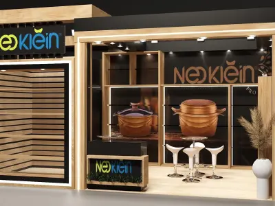 Exhibition stand design one side opened 3D model