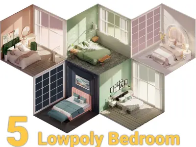 5 Lowpoly Bedroom VOL 02 Low-poly 3D model