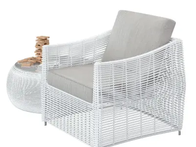 Rattan furniture white 3D model