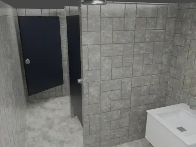 LOWPOLY AND PBR RESTROOM TOILLET 3D MODEL Low-poly 3D model