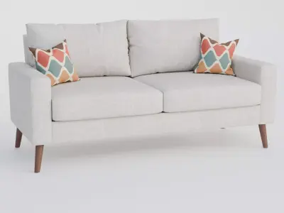 Modern 2-Seater Fabric Sofa 3D model