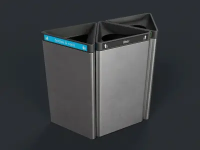Street Trash Can 19 PBR Game Ready  Low-poly 3D model