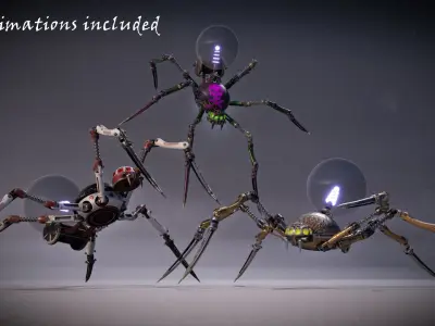 SpiderMech01 Low-poly 3D model