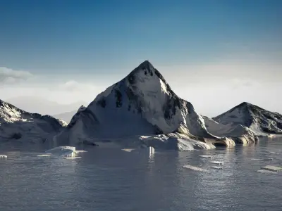 icescape Mountain snow polar pole ocean water arctic cold  3D model