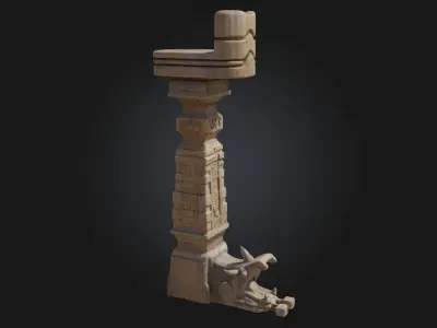 Ancient Pillar with Mythical Creature  Enigmatic Relic  3D model