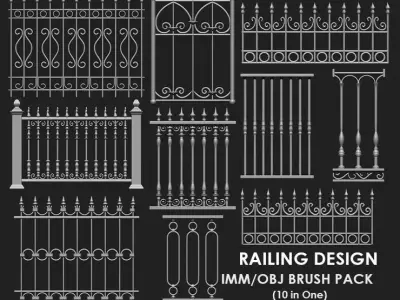 Railing Designs IMM OBJ Brush Pack 10 in One 3D model