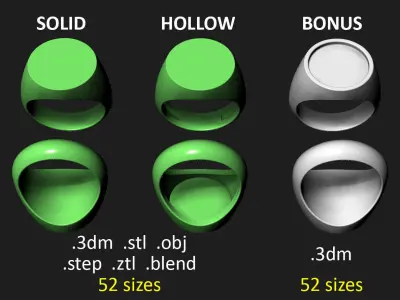 16 mm Signet ring Pack 3D print model
