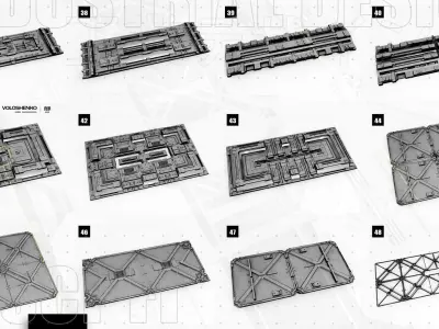Sci-Fi walls Pack Vol4 3D model