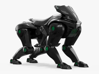  Sci-Fi Bio-Mechanical Transport Unit White Black Rigged 