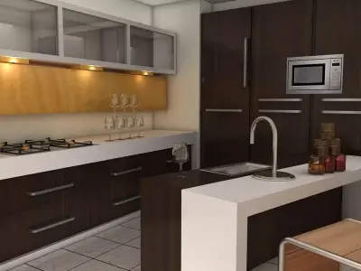 modular kitchen Low-poly 3D model