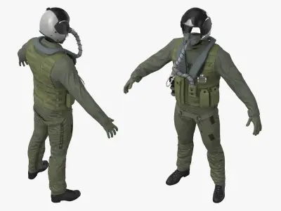  Military Pilot Flight Suit with Helmet Green 