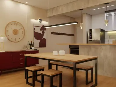 Living-dining 3D model