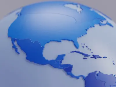  Blue Geopolitical World Map 