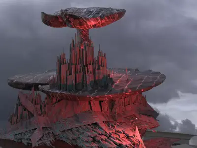 Sci-Fi Dark Alice Themed Mushroom Town 3D model