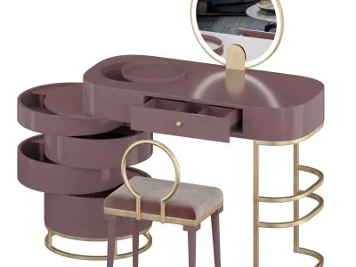 Modern Makeup Vanity Table Set with Swivel Cabinet 3D model