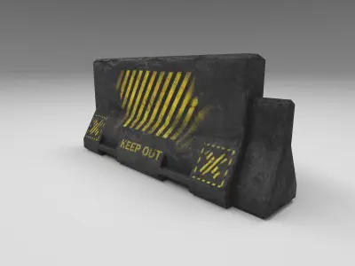 Short Concrete Barrier with slight damage Free low-poly 3D model