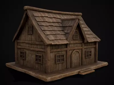 Wooden Toy House Low-poly 3D model