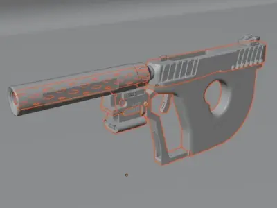 Sci-fi-gun sniper pistol Low-poly 3D model