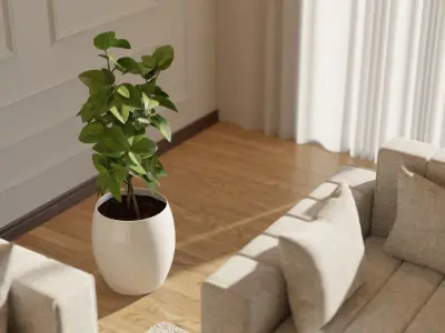 Living Room - 01 Low-poly 3D model