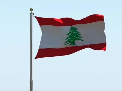 Animated Lebanon Flag  3D model