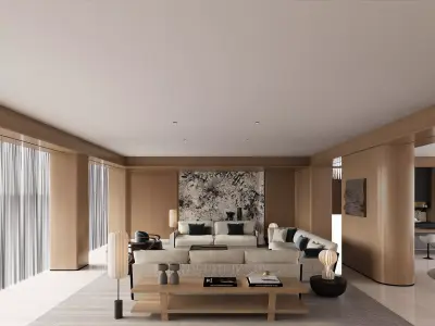 Modern Minimalist Kitchen Dining Space 3D model