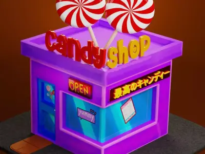 Candy Shop hand painted Blender Low-poly 3D model