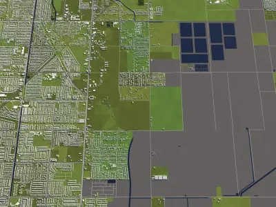Bakersfield 50x50km City Map Model 3D model