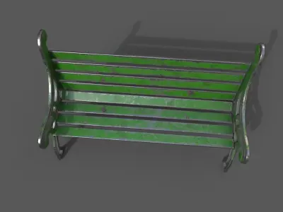 Old Street Bench Low-poly 3D model