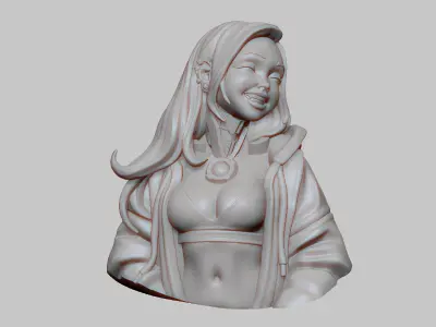 Sci-fi girl bust 75mm 3D print model