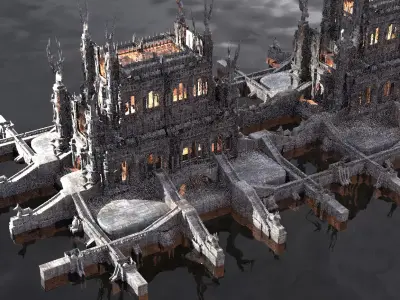 Mansion with stone path grounds kit bash 3D model