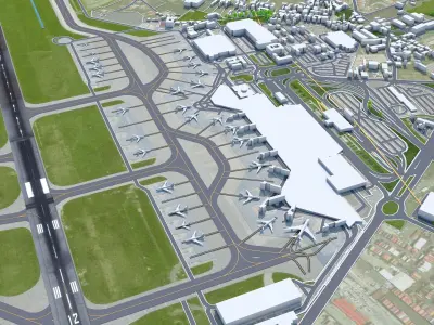 Porto Francisco Sa Carneiro Airport 10km Low-poly 3D model