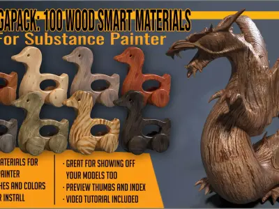 Megapack 100 Wood smart materials for Substance Painter Texture