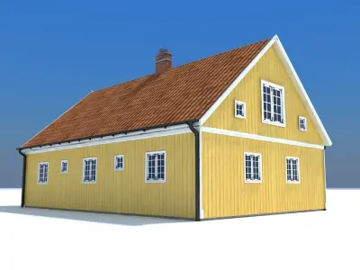 Swedish Yellow House Low-poly 3D model