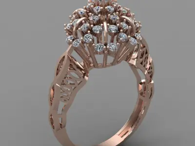 Rose Gold Women Diamond Ring 3D print model 3D print model 28